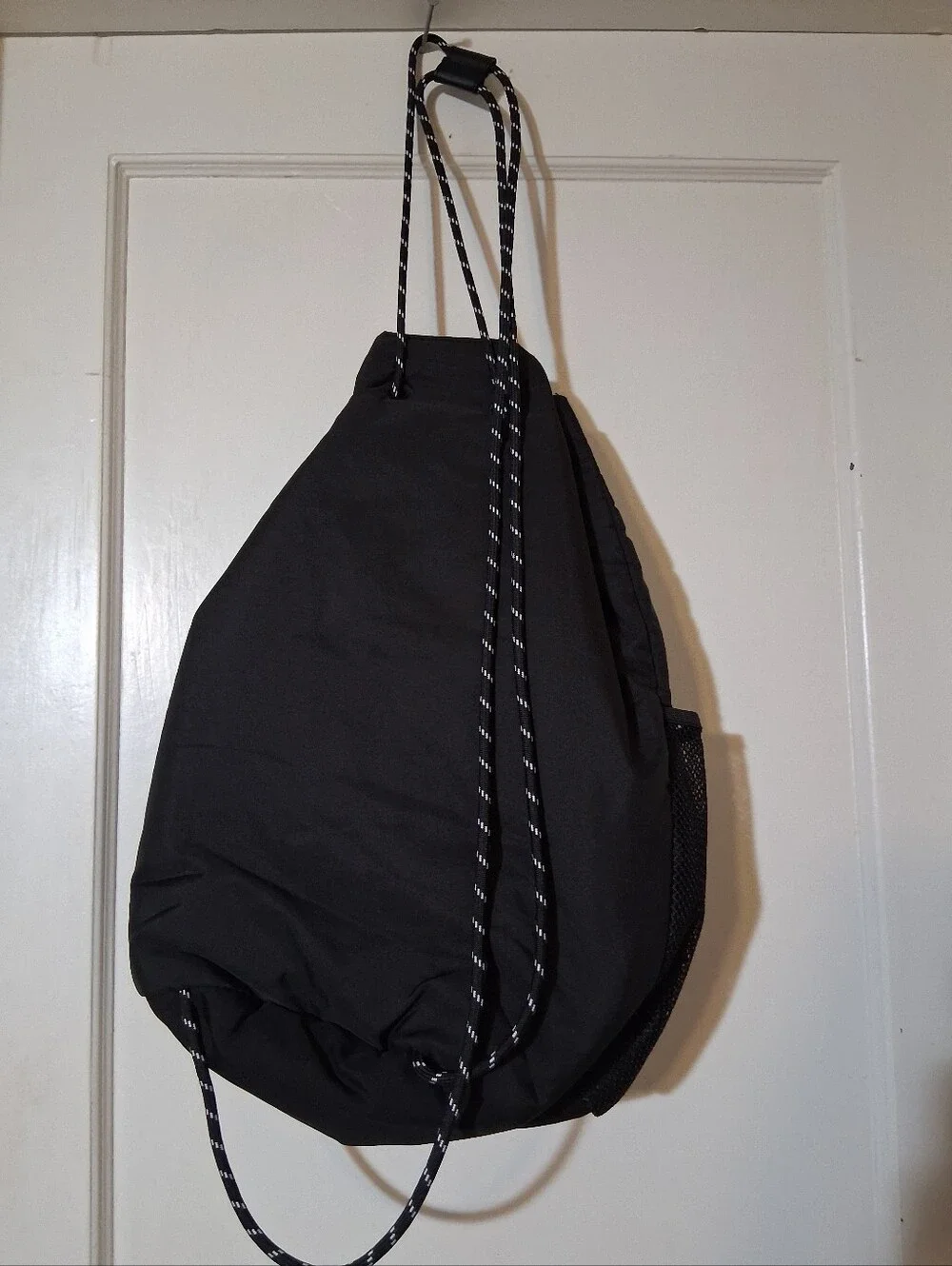PINK Victoria's Secret Black Drawstring Backpack Gym Bag Cinch Tote Mesh Pocket